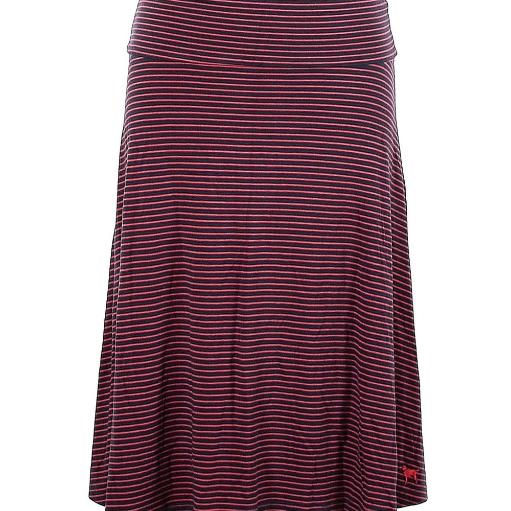 The Black Dog Women's Red Navy Striped Casual Midi Skirt Size XS